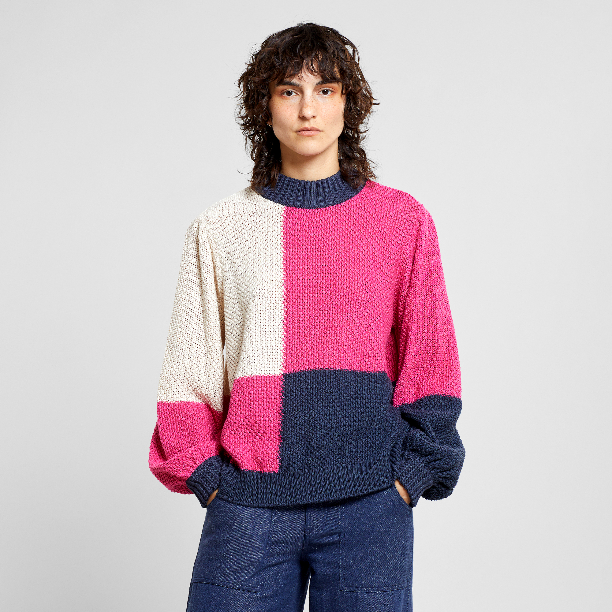 Dedicated Sweater Knitted Rutbo Blocks Farbe: Pink