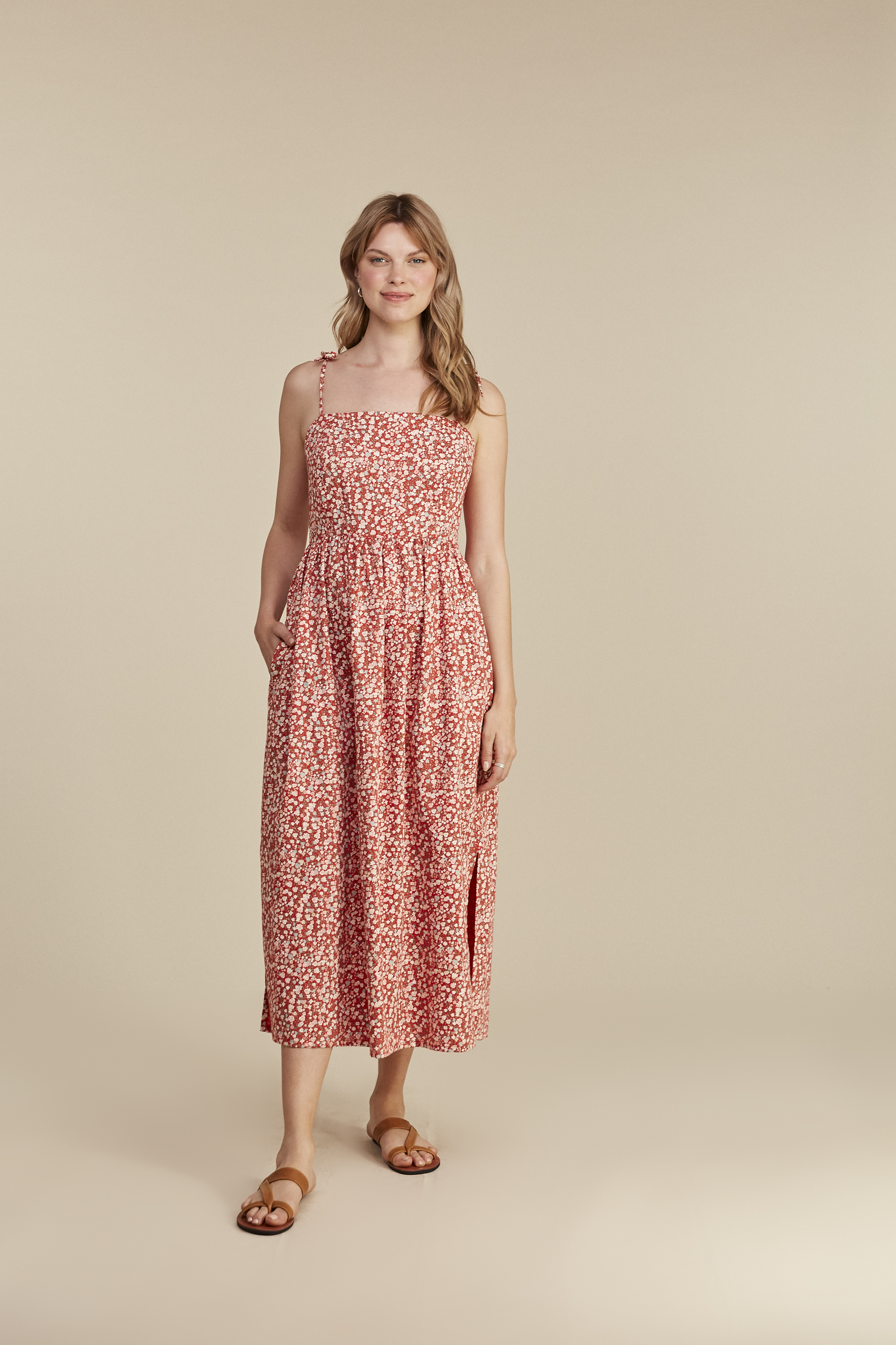 People Tree  Viviana Floral Kleid Farbe:  Red